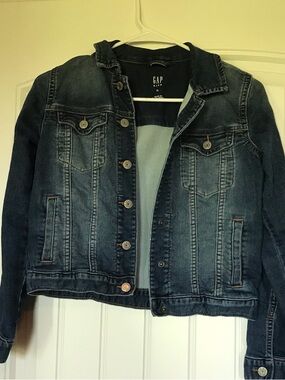 GAP Distressed Dark Blue Denim Jacket